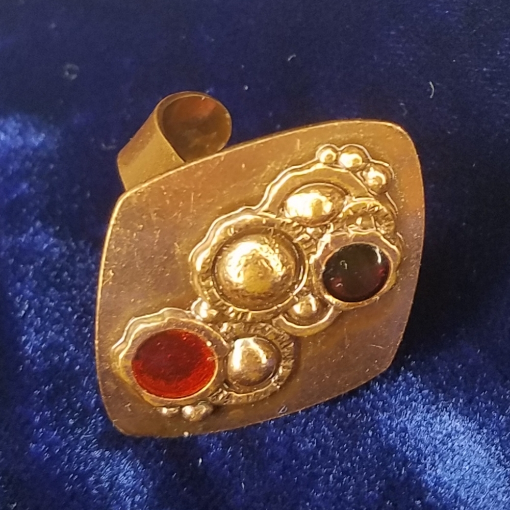 Vintage Copper Modern Abstract Adjustable Ring